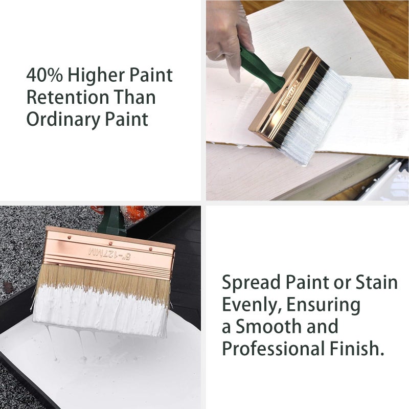 Kingorigin Deck Stain Brush Set, 3 Pack Large Paint Brushes (4", 5", 6") with Threaded Extension Hole, Deck Stain Applicator, Masonry Brush, Stain Brushes for Wood Deck, Fence, Walls and Furniture - Image 4